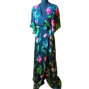 ZARA WOMAN Floral tropical Wrap dress Long-length Maxi XS